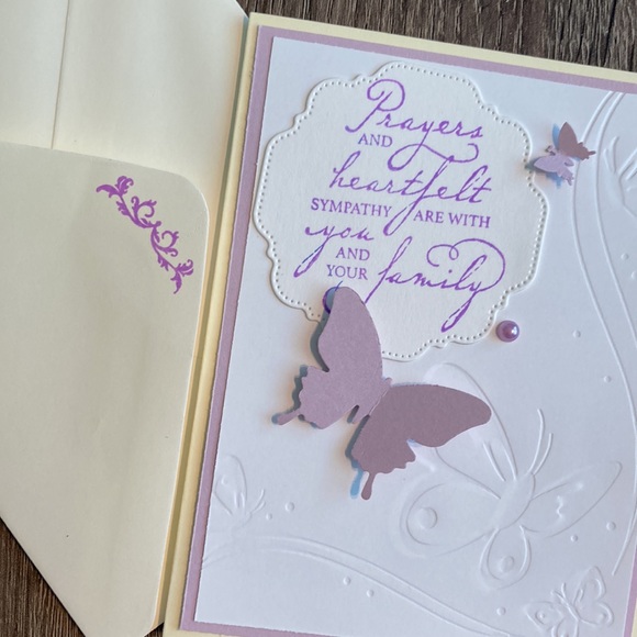 5 pk Hand Crafted Assorted Color Sympathy Cards Blank Inside CoordinatiEnvelopes - Picture 4 of 11